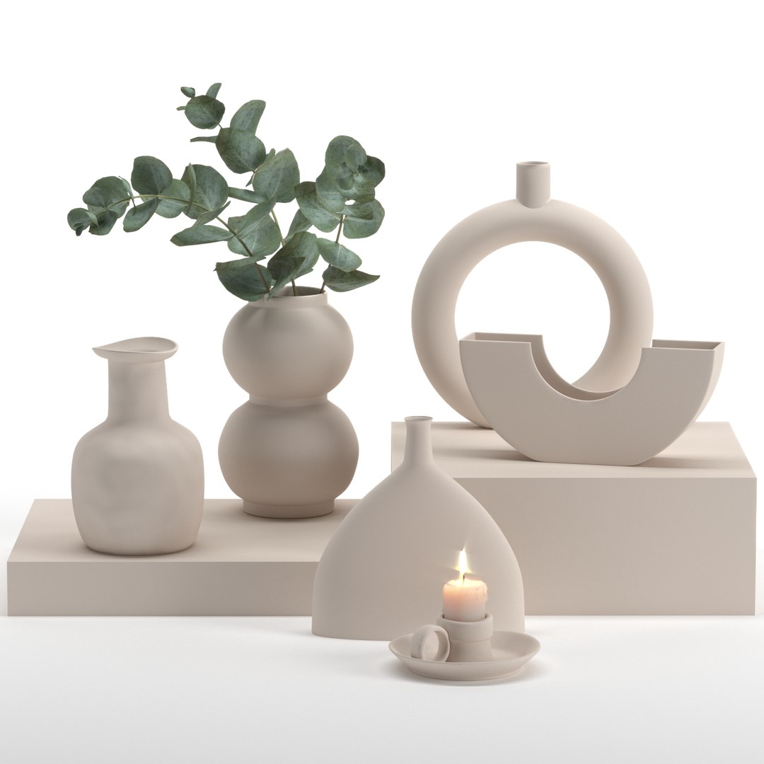 Ceramic Vases Set Candle 3D Model - TurboSquid 1662161