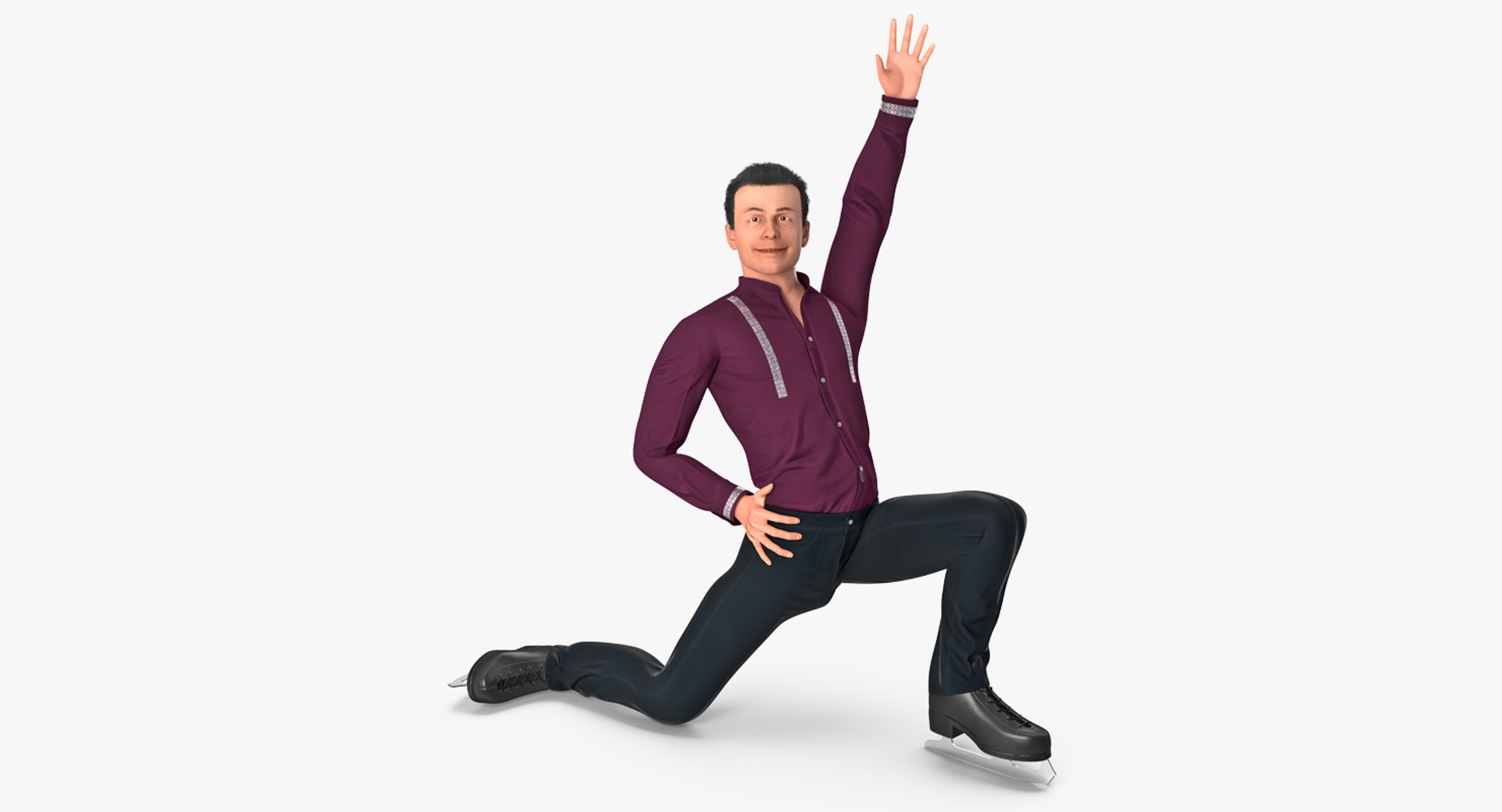 Male Figure Skater Rigged 3D Model 3D model preview