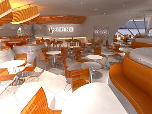 3d modern restaurant bar