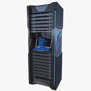 3D futuristic server rack model