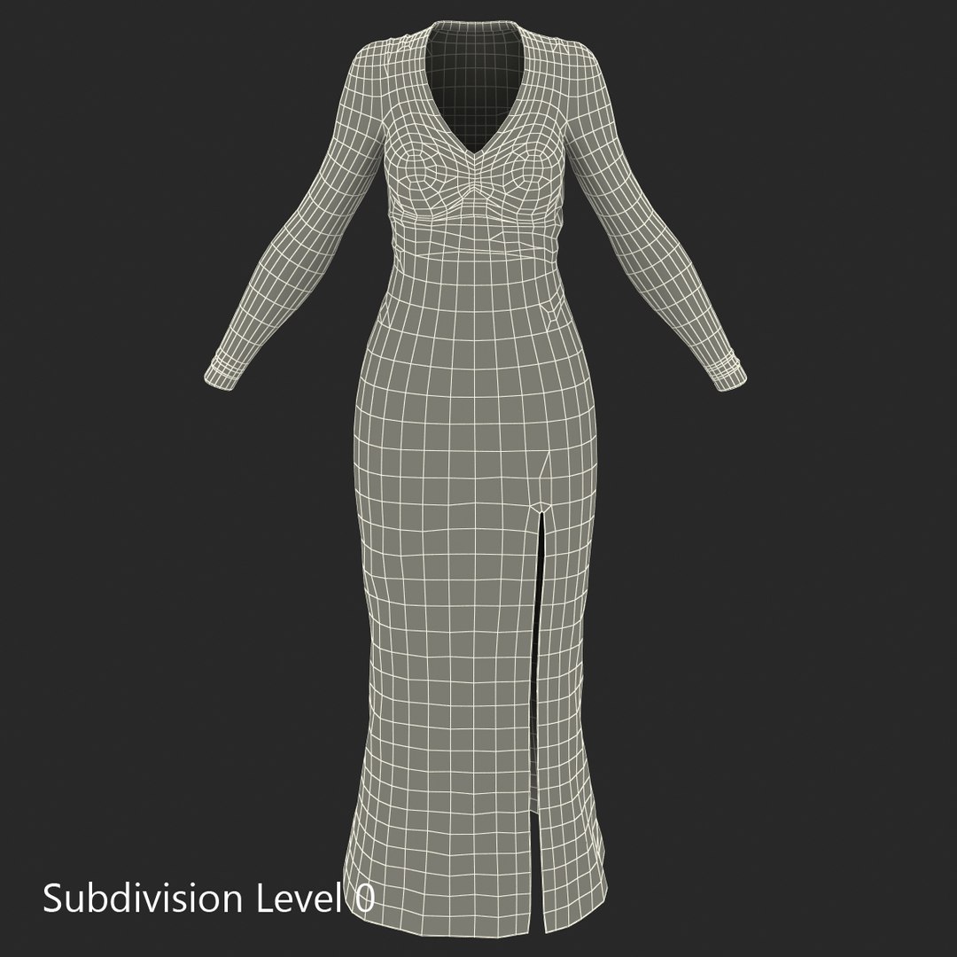 3d long black dress